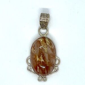 Semiprecious Stone Pendant Sterling Silver Handmade